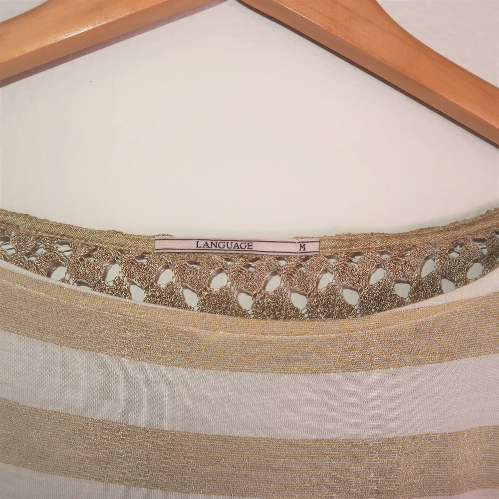 Language Top, white and gold stripes, size Medium - Picture 7 of 8